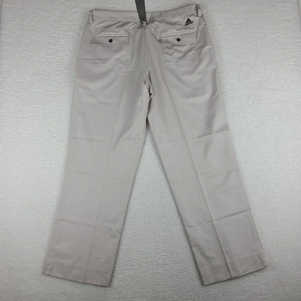 Adidas Pants Mens 36x32 Light Gray Beige Climalite Performance Tech Golf Chino *